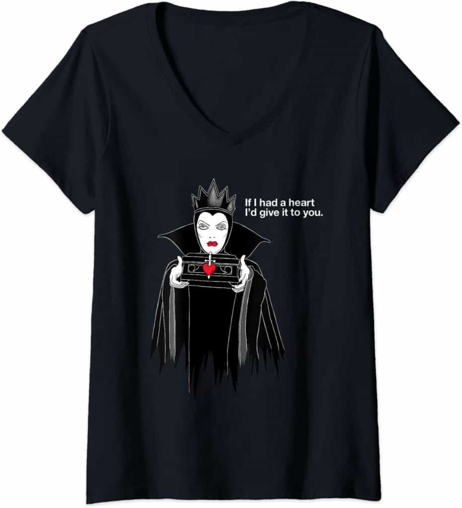  Womens Disney Villains Evil Queen If I Had A Heart V-Neck T-Shirt
