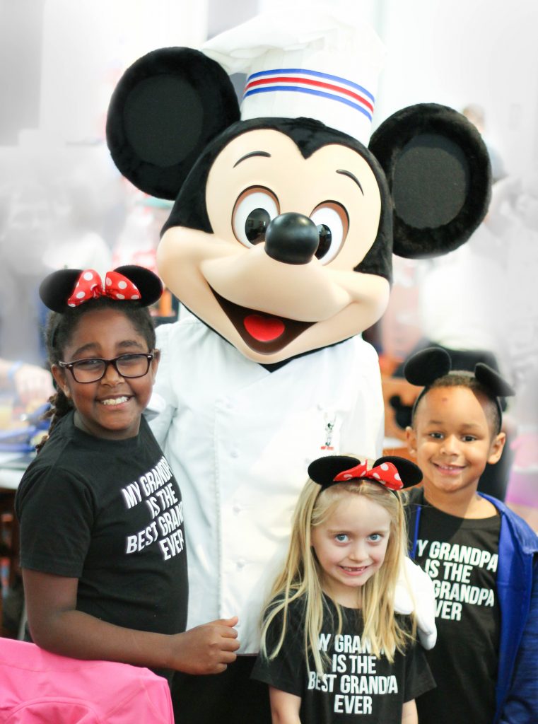 Mickey Mouse with 3 kids
