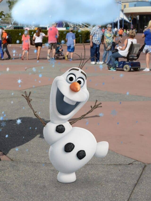 Olaf with family in epcot