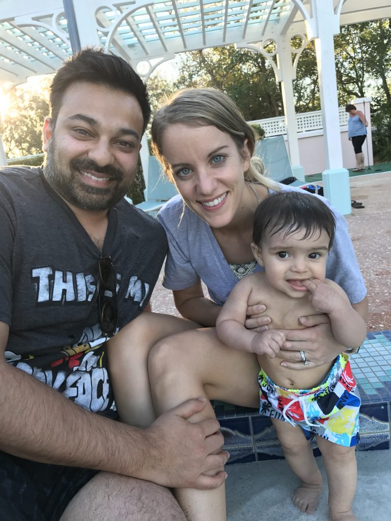 Family at Disney pool