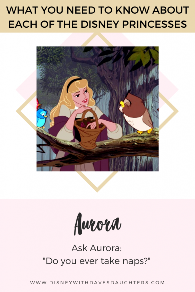 Wat moet je Aurora vragen als je haar in Disney World ontmoet? 