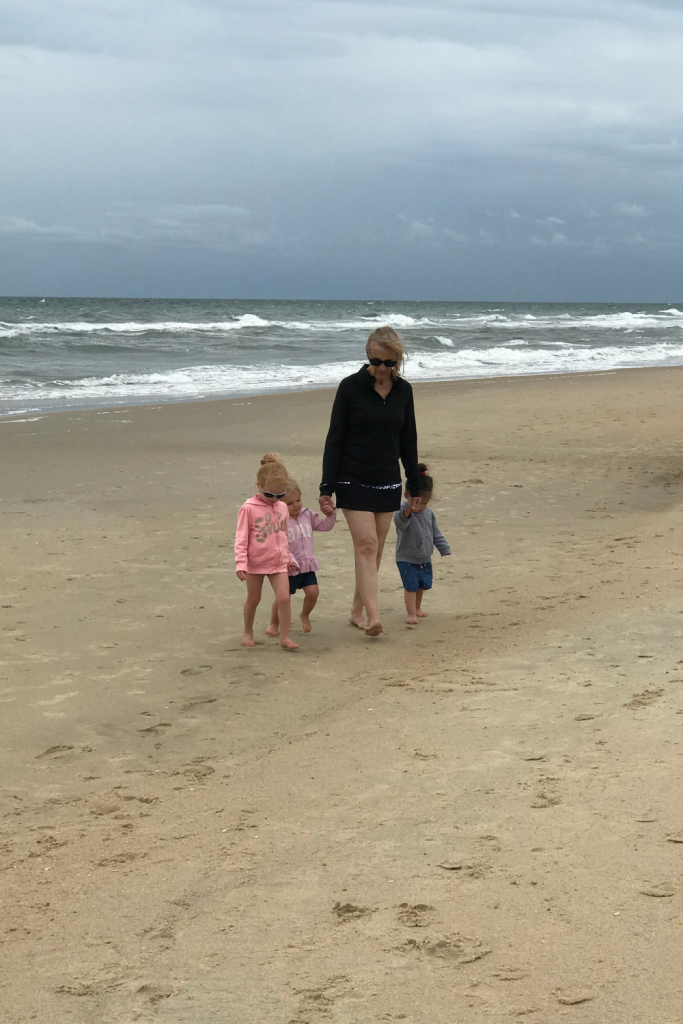 Grandma with kids at beach