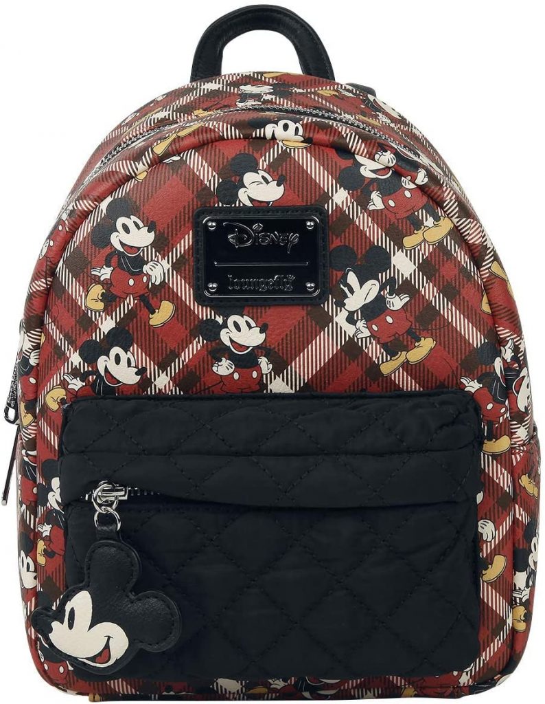  Loungefly Mickey Mouse Red Plaid Mini Backpack