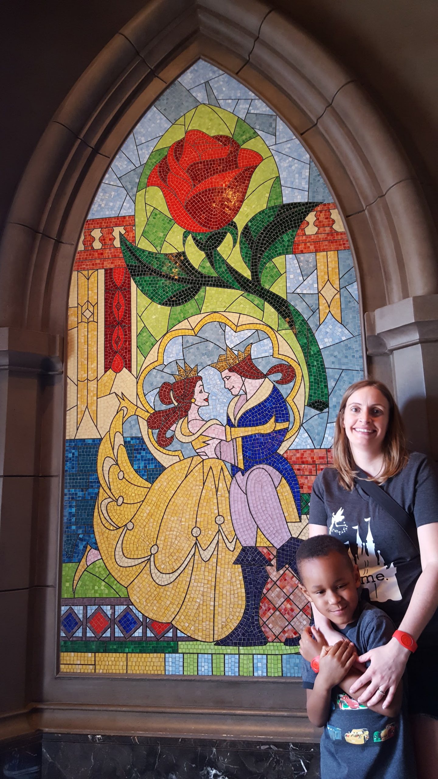 Beauty and the Beast stained glass mosaic window