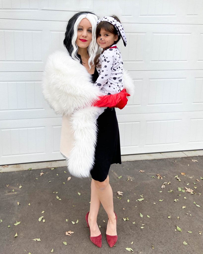 Cruella deVil and puppy halloween costumes