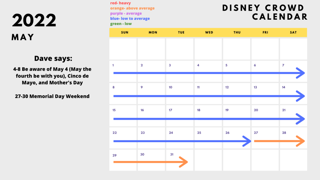 May Disney crowd calendar