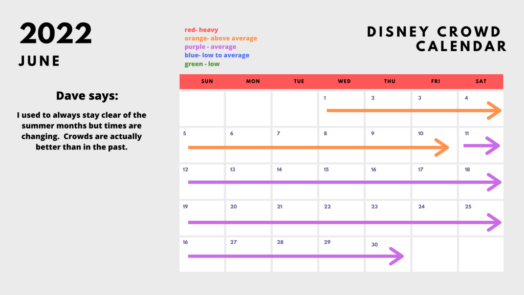 June Disney crowd calendar