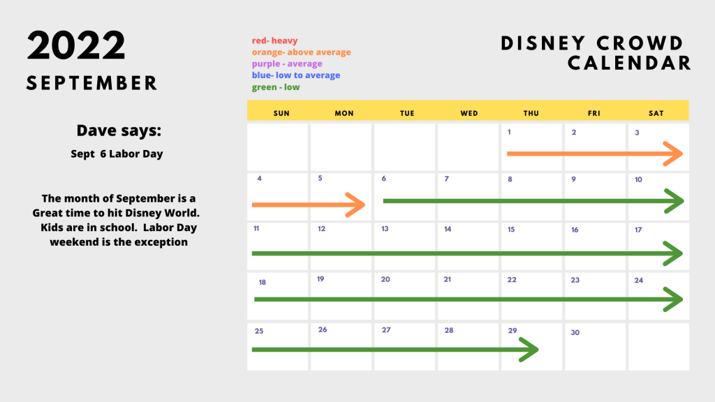 September Disney crowd calendar