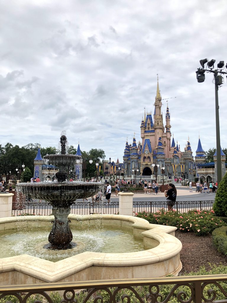 Disney World castle and fountain