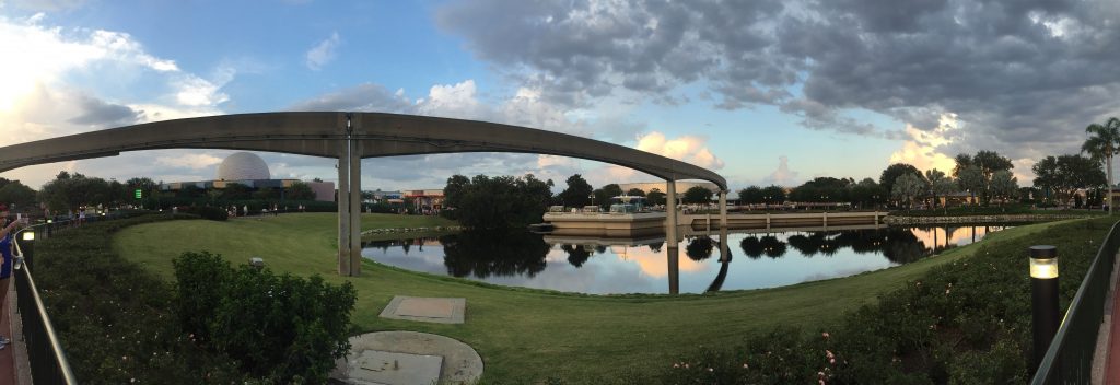 Monorail track with EPCOT ball