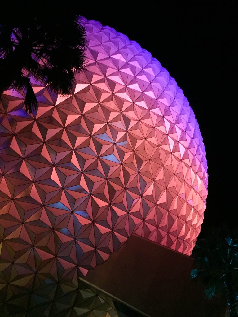 spaceship earth Epcot ball pink