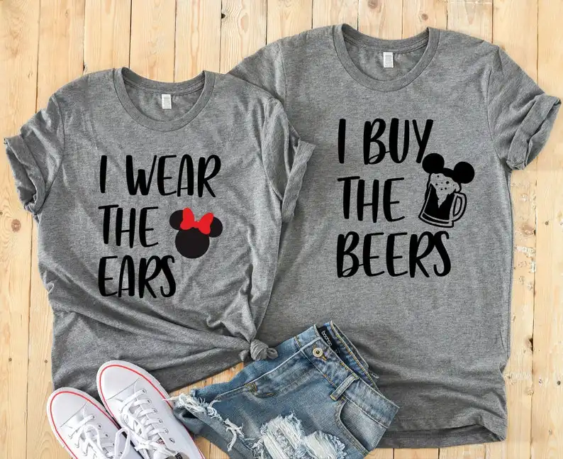 I Wear the Ears and I Buy the Beers Matching Disney Couples - Etsy