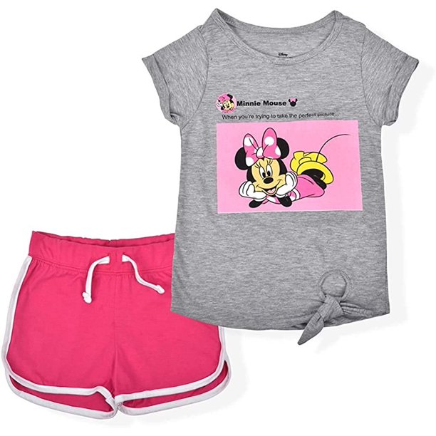 minnie graphic tee and pink shorts