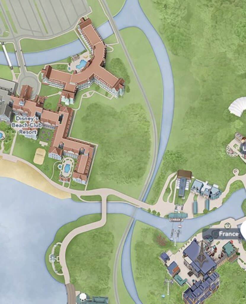 Beach Club map to EPCOT