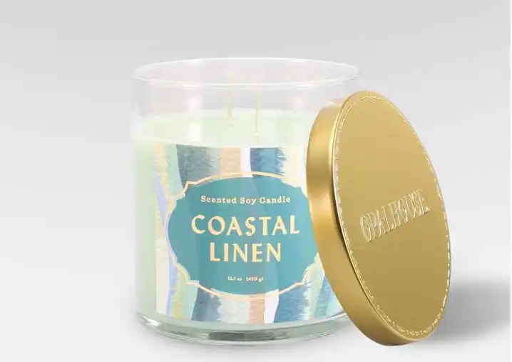 Glass Jar 2-Wick Candle Coastal Linen - Opalhouse