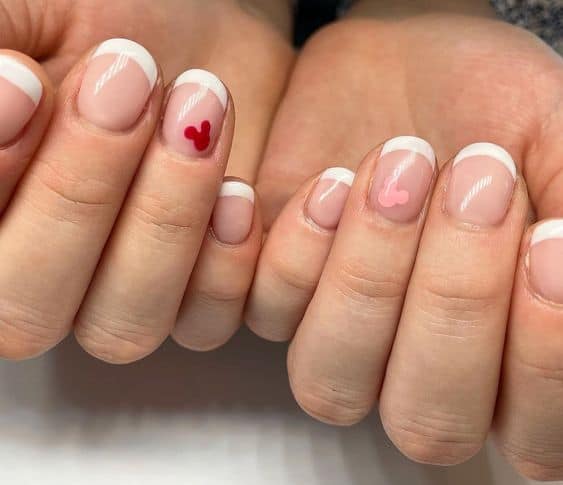 french tip with red mickey face