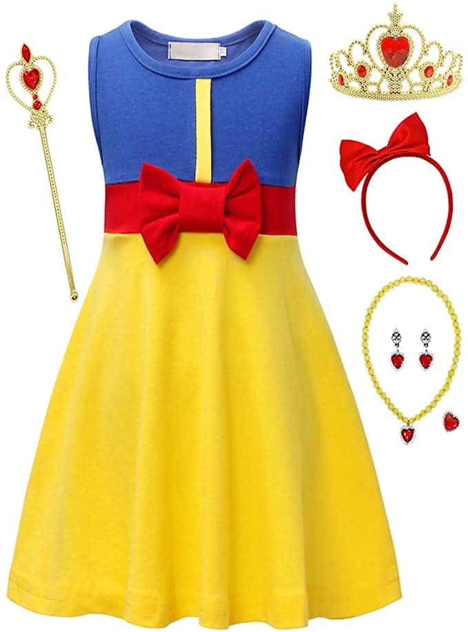 Snow White summer dress costume with jewelry