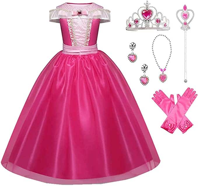 Dressy Daisy Beauty Princess Costume Dress Up for Toddler Little Girls Halloween Birthday Party Fancy Ball Gown Hot Pink 