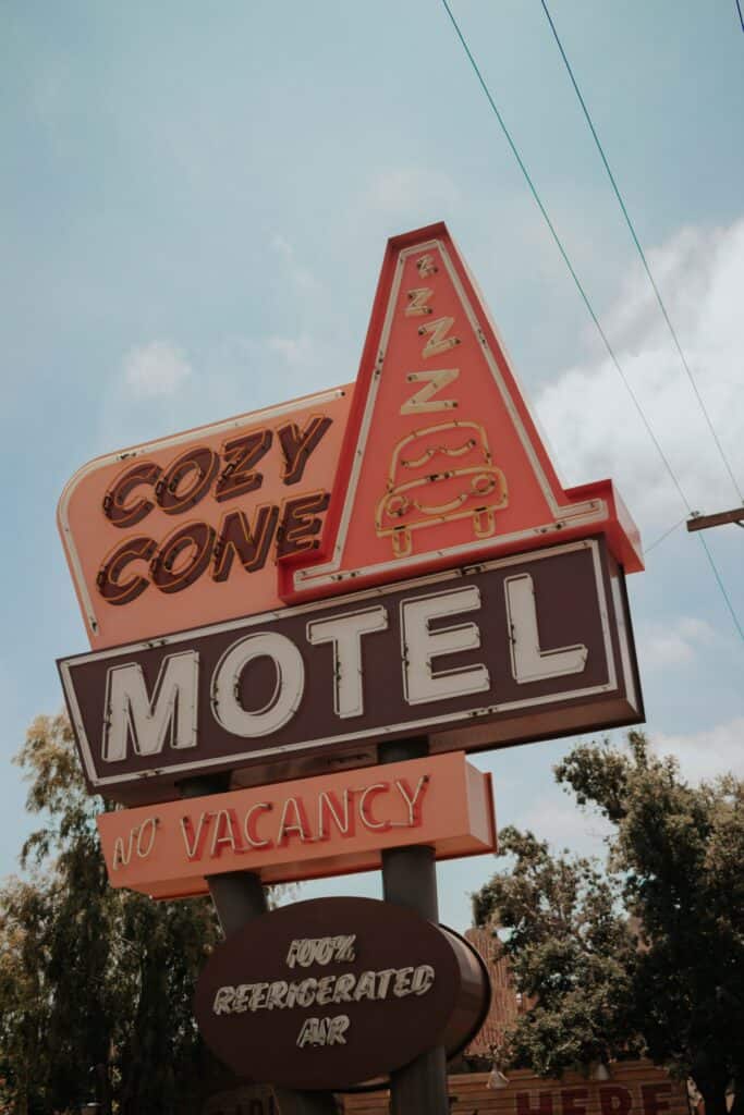 cozy cone hotel sign