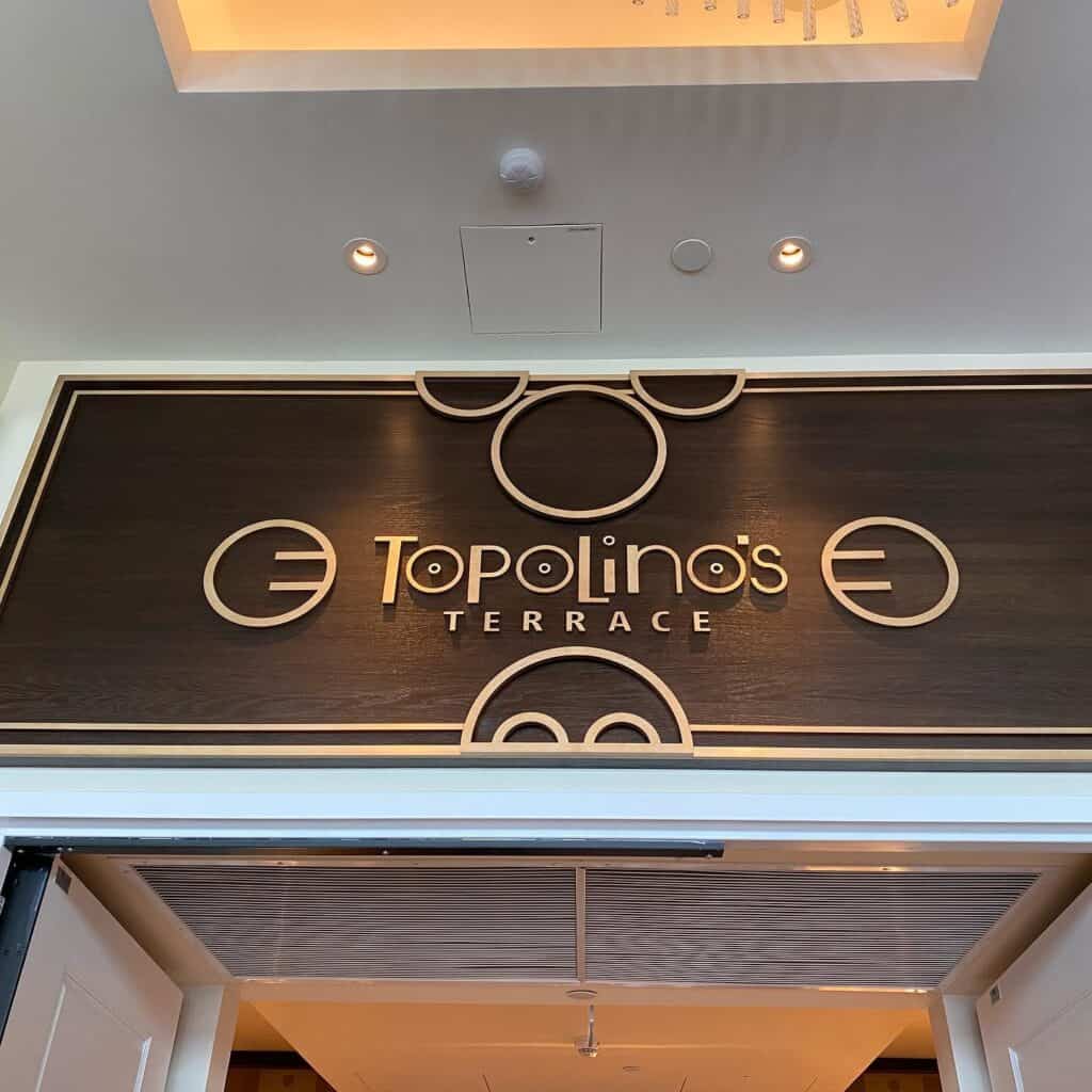 Topolino's terrace restaurant sign