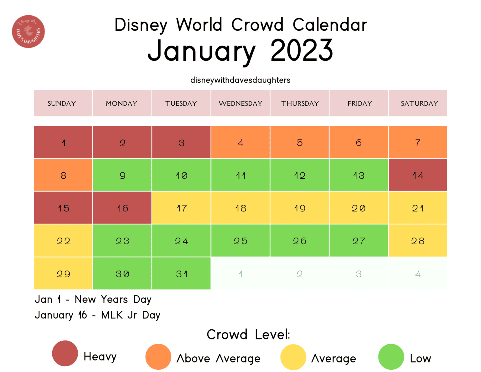 Disney World Crowd Calendar 20222023 Disney With Dave's Daughters