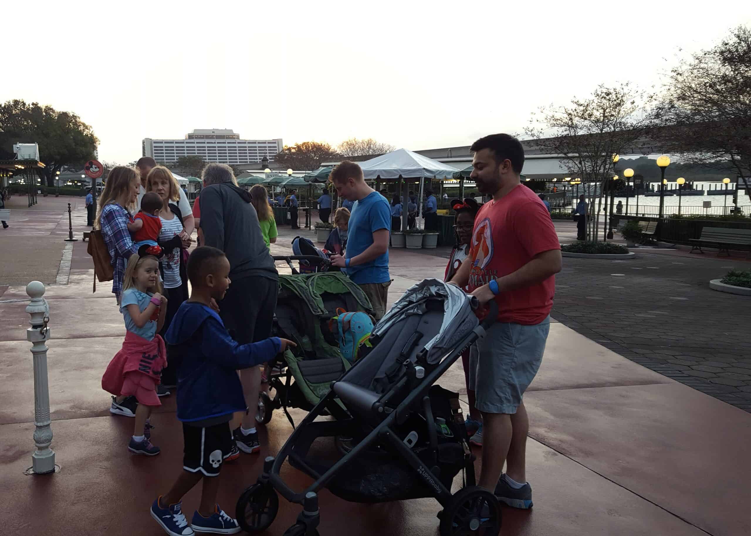 family at Disney World entrance