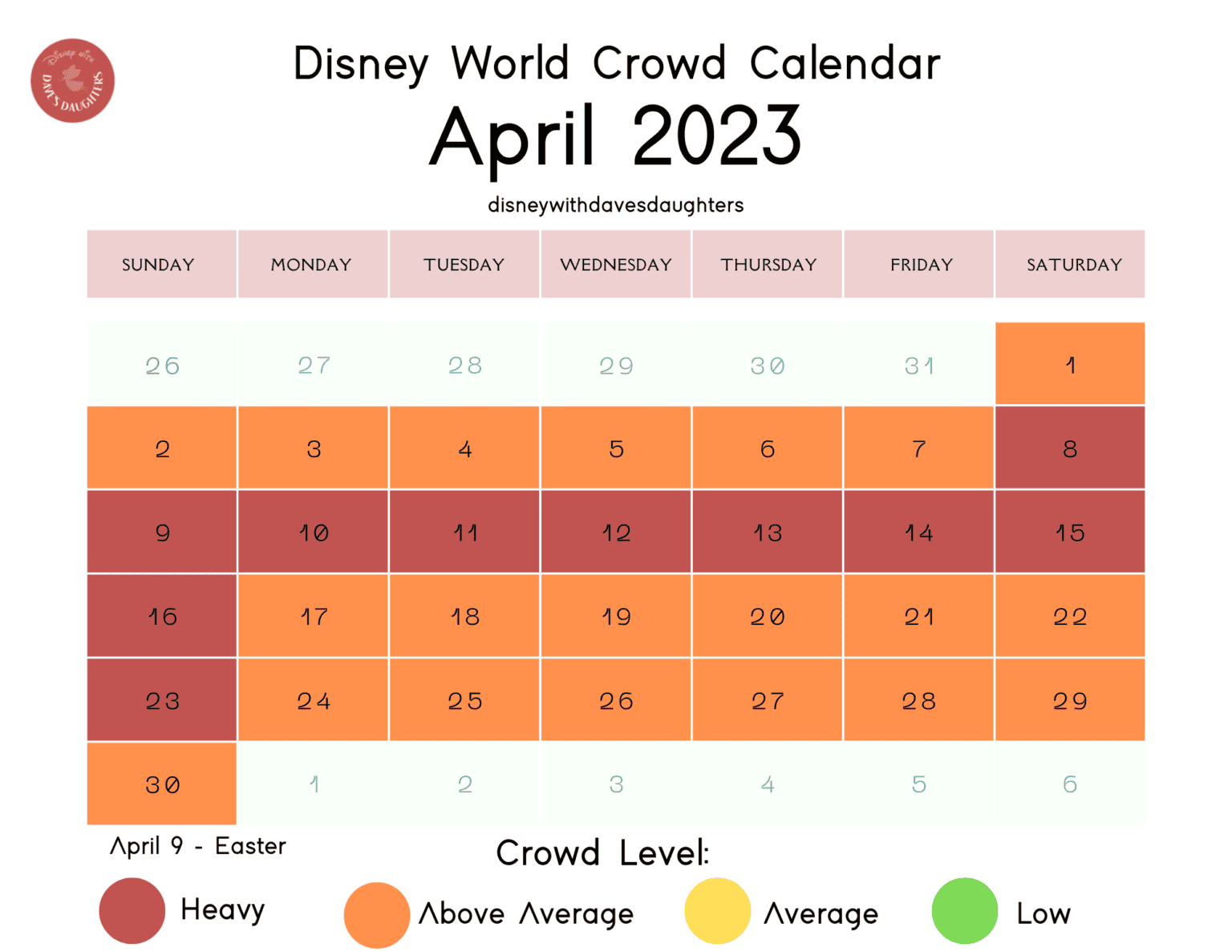 Disney World Crowd Calendar 2023 Disney With Dave's Daughters