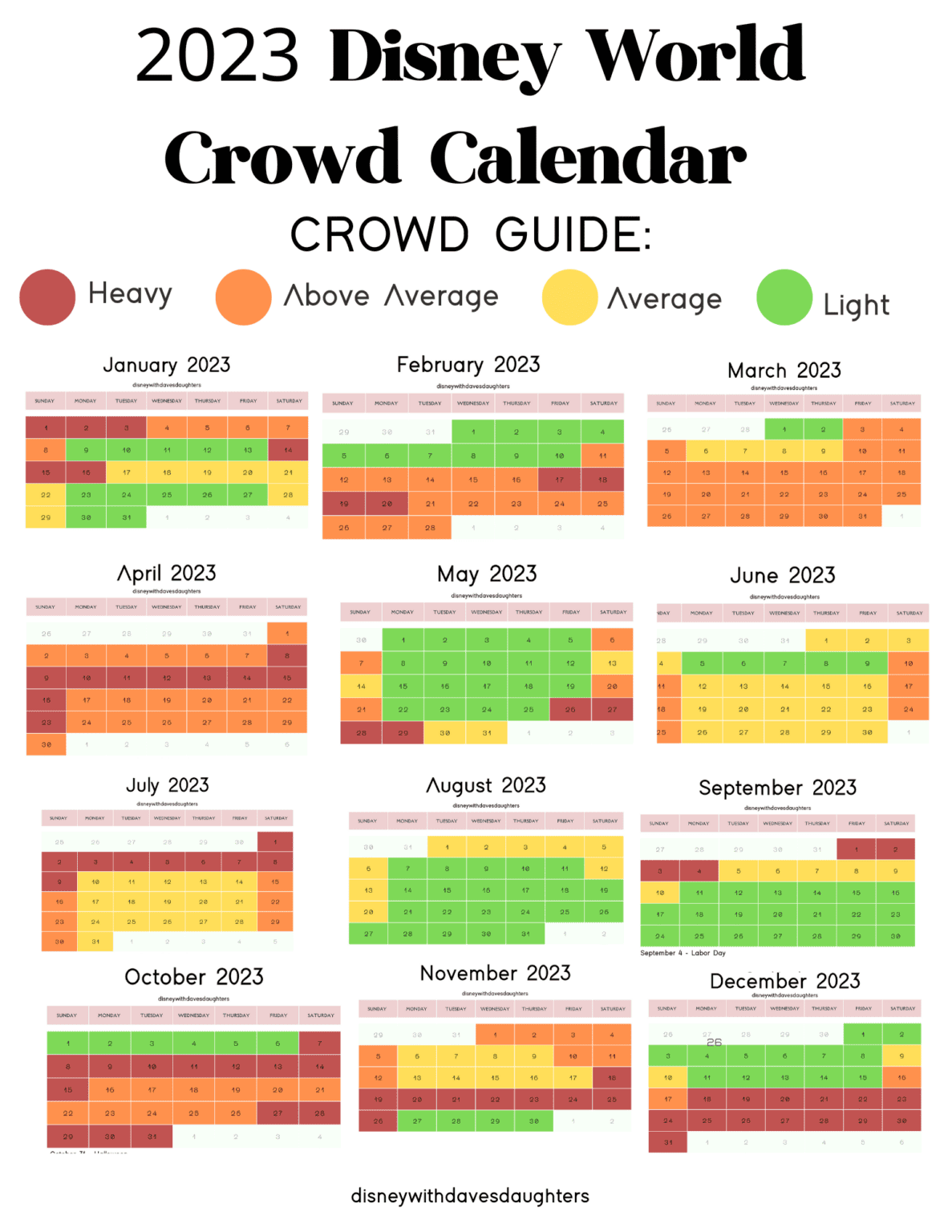 Disney World Crowd Calendar 2023 and 2024