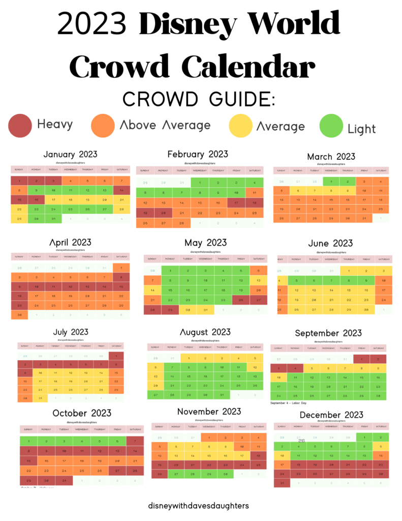 Walt Disney Crowd Calendar 2023 Printable Calendar 2023