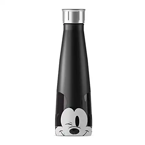S'ip by S'well Stainless Steel Water Bottle - 15 Fl Oz - Disney Mickey Mouse Wink - Double-Layered Vacuum-Insulated Containers Keeps Drinks Cold for 24 Hours and Hot for 10 - BPA-Free Travel...