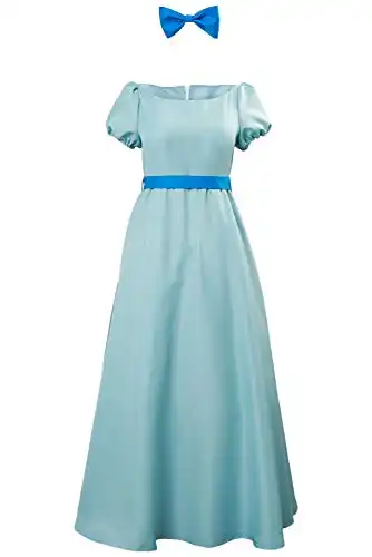 Wendy Cosplay Dress Costume Halloween Princess Fancy Maxi Blue Dress for Women