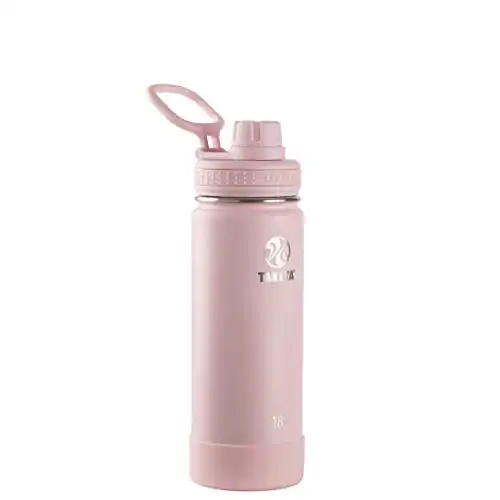 Takeya Actives Insulated Stainless Steel Water Bottle with Spout Lid, 18 Ounce, Blush
