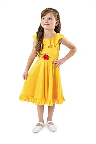 Little Adventures Yellow Beauty Princess Twirl Dress (X-Small Size 2) - Machine Washable Child Pretend Play and Party Dress with No Glitter