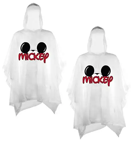Disney 2-Pack Family Rain Ponchos, Mickey or Minnie Mouse, Adult & Youth (Mickey-Mickey, Adult)