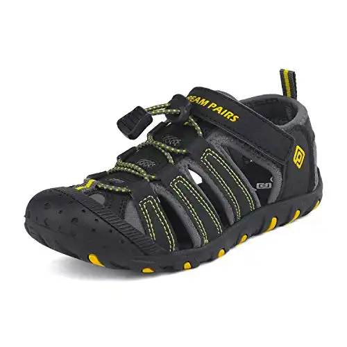 DREAM PAIRS Boys Gilrs Toddler 181105K Black Grey Yellow Athletic Outdoor Summer Sandals Size 8 M US Toddler