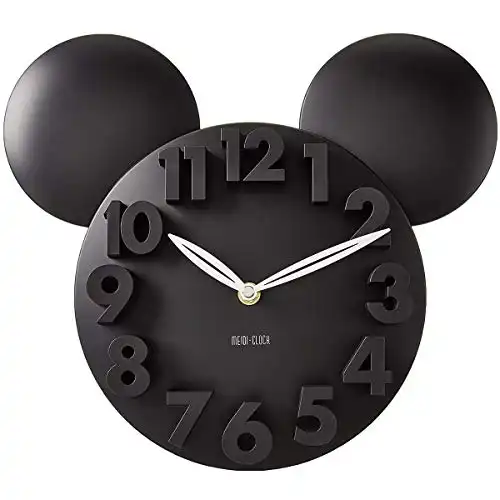 MEIDI CLOCK Modern Design Mickey Mouse Big Digit 3D Wall Clock Home Decor Decoration - Black
