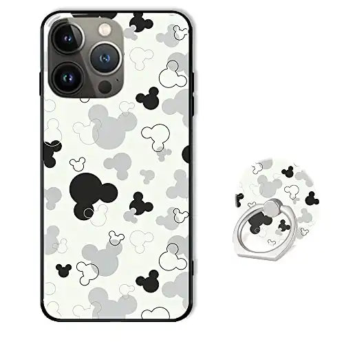 Cute Phone Case for iPhone 13 Pro Max with Ring Holder Kickstand,TPU Soft Rubber Silicone Protective Cover for iPhone 13 Pro Max 6.7 inch - Disney Mickey Mouse Head