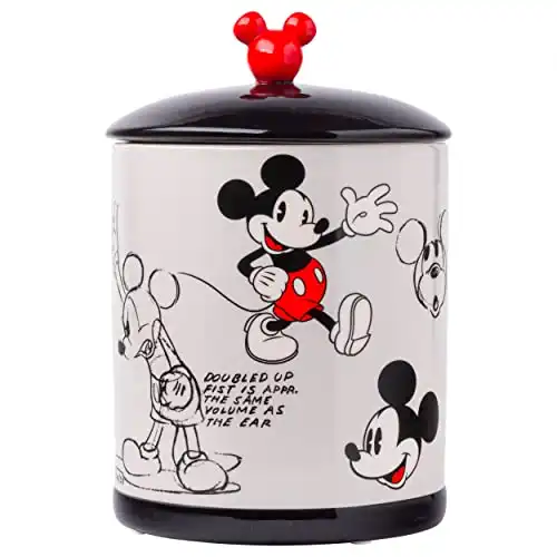 Silver Buffalo Vintage Mickey Mouse Sketches Ceramic Canister Snack Cookie Jar, Large