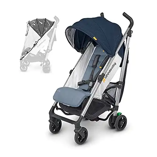 UPPAbaby G-Luxe Stroller - Aidan (Denim/Silver) + G-Luxe Rain Shield