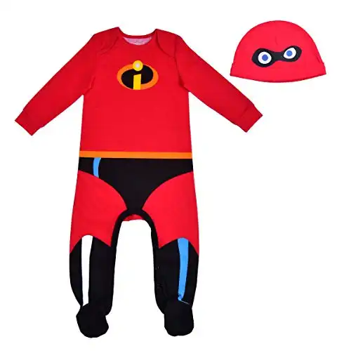 Disney The Incredibles Jack-Jack Boys’ Footie Bodysuit and Cap Set for Newborn and Infant – Red