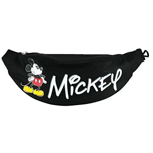 Buckle Down Disney Bag, Fanny Pack, Mickey Mouse Expression Blocks White  Black Red, Canvas