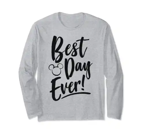 Disney Mickey And Friends Best Day Ever Text Long Sleeve T-Shirt