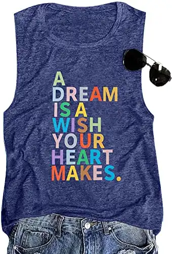 A Dream is a Wish Your Heart Makes Tank Tops Womens Magical Shirt Magic Kingdom Vest Summer Vacation Graphic Tanks