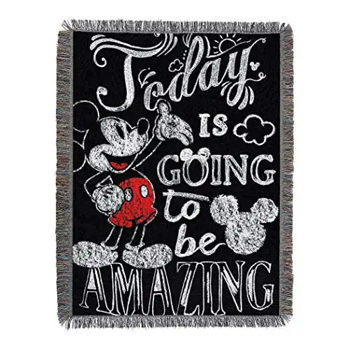 Disney's Mickey Mouse, "Amazing Day" Woven Tapestry Throw Blanket, 48" x 60", Multi Color