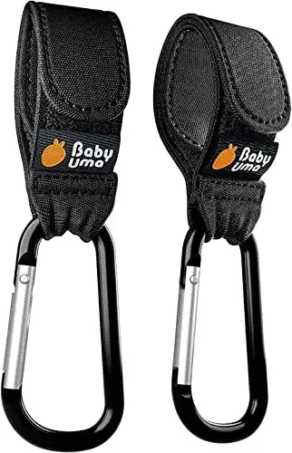Stroller Hooks for Hanging Bags and Shopping - MadeForMums & Lovedbyparents Award-Winning Stroller Clips - Universal Stroller Clips for Bags - Black, 2 Pack by Baby Uma