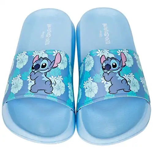 Ground Up Disney Stitch Smile Expression Women's Flip Flop Slides (Size 6, numeric_6), Blue