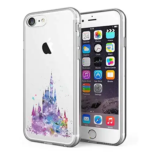 Litech Castle Case [Flexfit] Protective Clear Cute Watercolor Creative Artistic Case for Apple iPhone 7, iPhone 8, iPhone SE (2020)