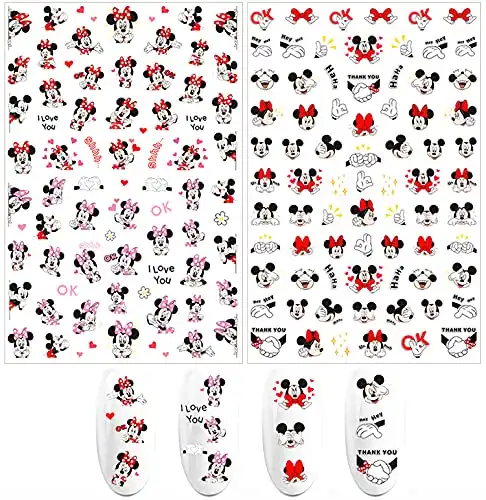 3D Nail Art Stickers Cute Nail Decals Self Adhesive Cute Kawaii Nail Sticker Cartoon Design Nail Stickers for Women Girls Kids Nail Gifts Manicure Accessory Nail Decoration (2 Sheets 150+ Decals)
