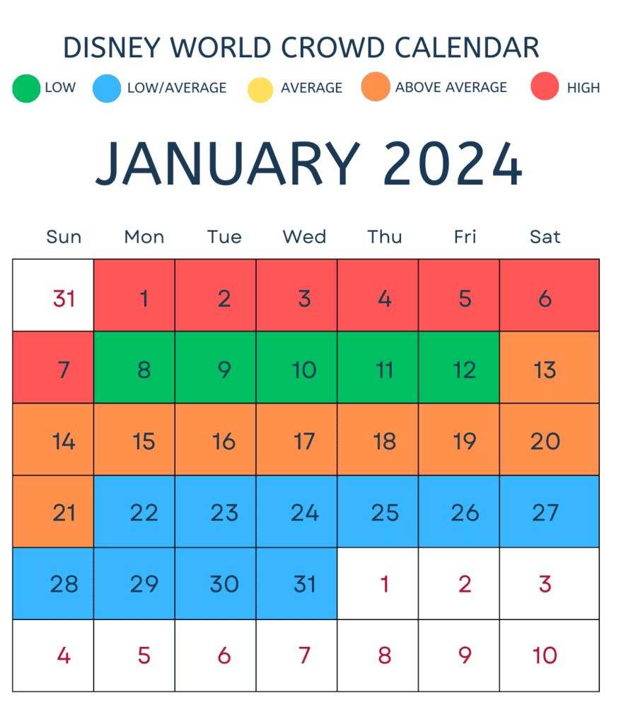 January 2024 Disney Crowd Calendar