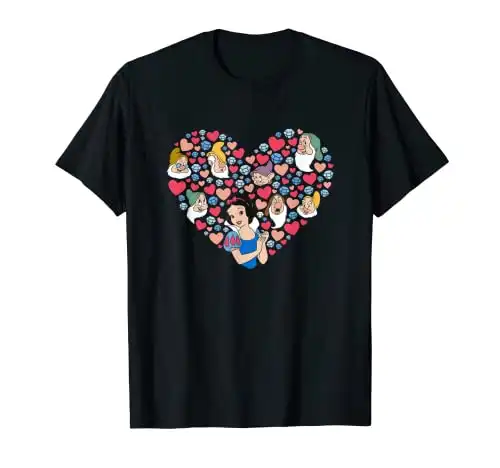Disney Snow White and the Seven Dwarfs Heart Valentine's Day T-Shirt